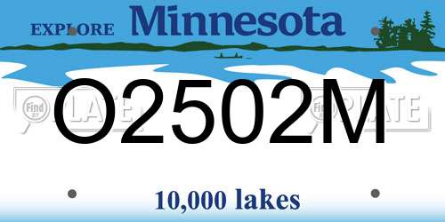 O2502M Minnesota License Plate