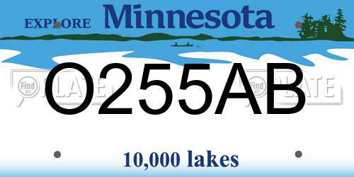 O255AB Minnesota License Plate