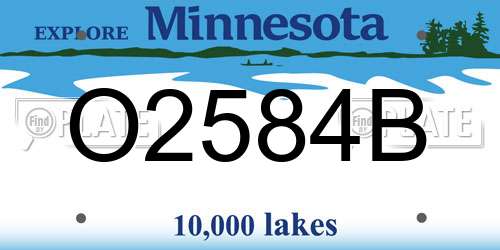 O2584B Minnesota License Plate