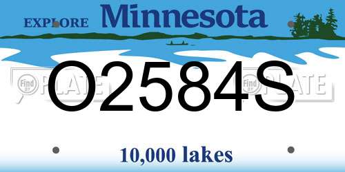 O2584S Minnesota License Plate