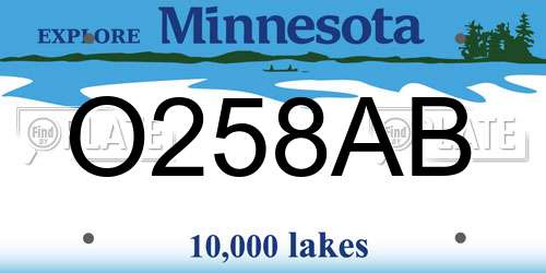 O258AB Minnesota License Plate