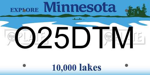 O25DTM Minnesota License Plate