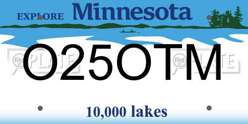 O25OTM Minnesota License Plate