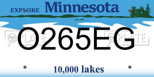 O265EG Minnesota License Plate