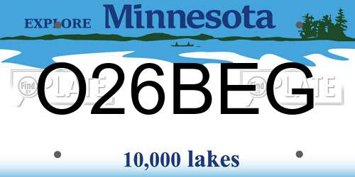 O26BEG Minnesota License Plate