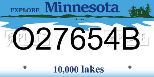 O27654B Minnesota License Plate