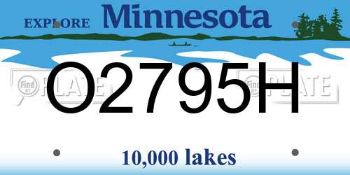 O2795H Minnesota License Plate