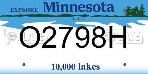O2798H Minnesota License Plate