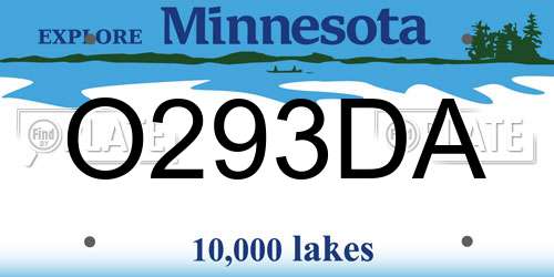 O293DA Minnesota License Plate