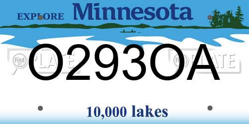 O293OA Minnesota License Plate