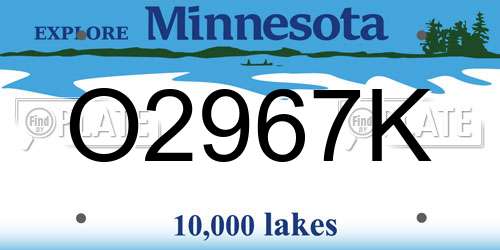 O2967K Minnesota License Plate
