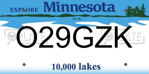 O29GZK Minnesota License Plate