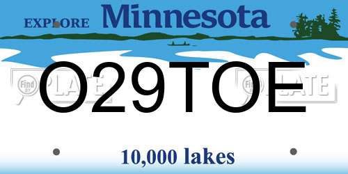 O29TOE Minnesota License Plate