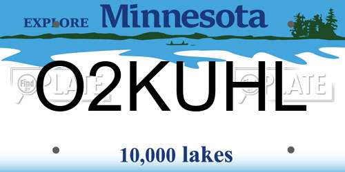 O2KUHL Minnesota License Plate