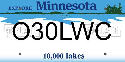 O30LWC Minnesota License Plate
