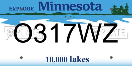 O317WZ Minnesota License Plate