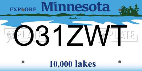 O31ZWT Minnesota License Plate