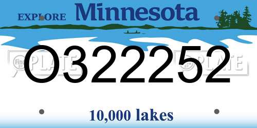 O322252 Minnesota License Plate
