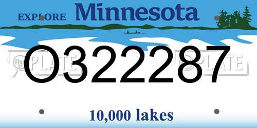 O322287 Minnesota License Plate