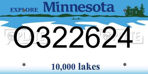 O322624 Minnesota License Plate