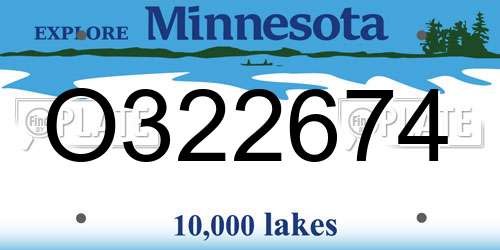 O322674 Minnesota License Plate