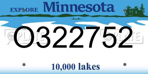 O322752 Minnesota License Plate