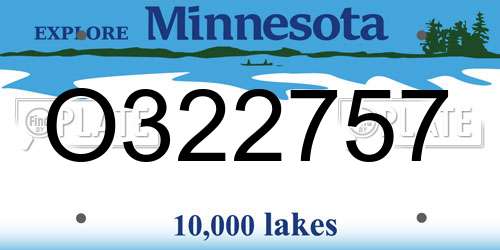 O322757 Minnesota License Plate