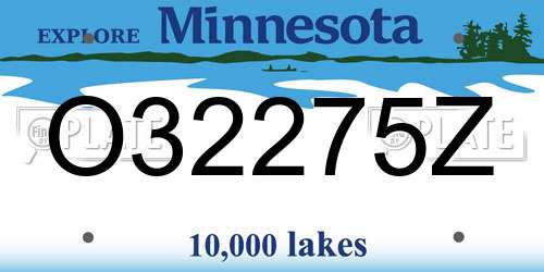 O32275Z Minnesota License Plate