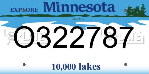 O322787 Minnesota License Plate