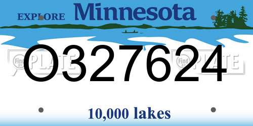 O327624 Minnesota License Plate