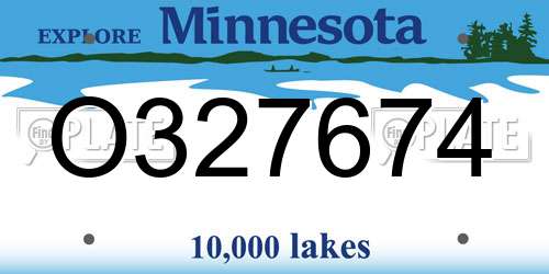 O327674 Minnesota License Plate