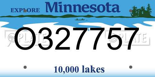 O327757 Minnesota License Plate