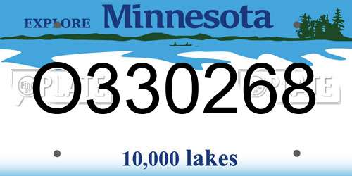 O330268 Minnesota License Plate