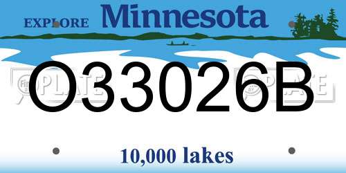 O33026B Minnesota License Plate