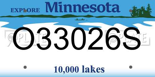 O33026S Minnesota License Plate