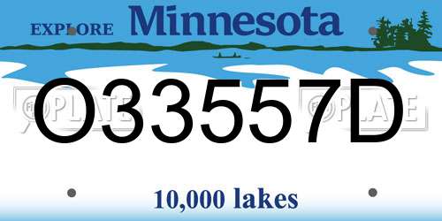 O33557D Minnesota License Plate