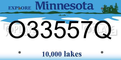 O33557Q Minnesota License Plate