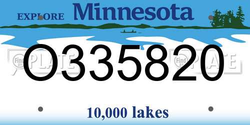 O335820 Minnesota License Plate