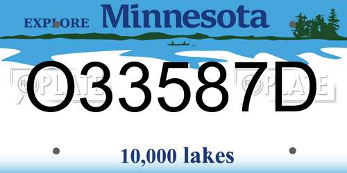 O33587D Minnesota License Plate