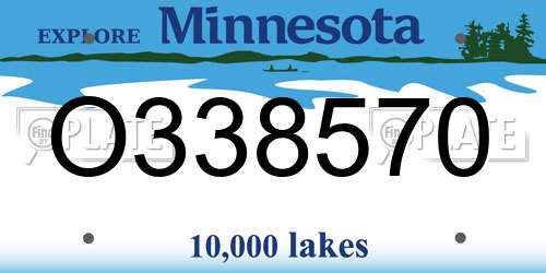 O338570 Minnesota License Plate