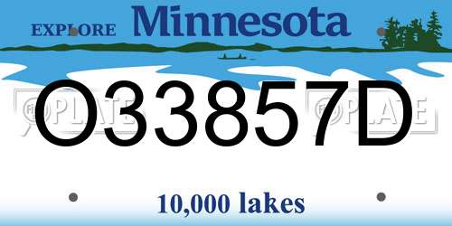 O33857D Minnesota License Plate