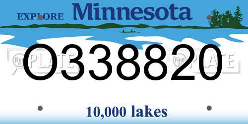 O338820 Minnesota License Plate
