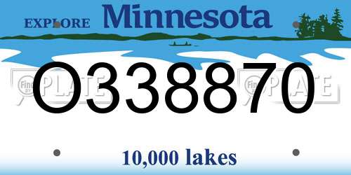O338870 Minnesota License Plate