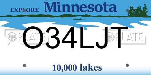 O34LJT Minnesota License Plate