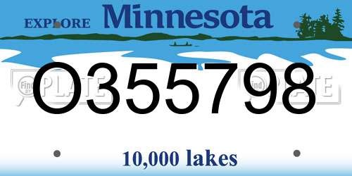 O355798 Minnesota License Plate