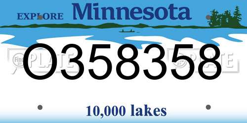 O358358 Minnesota License Plate