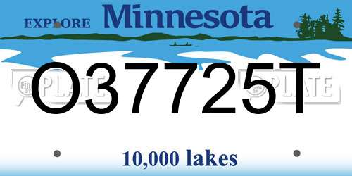 O37725T Minnesota License Plate