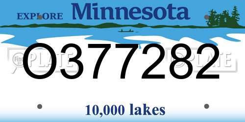 O377282 Minnesota License Plate