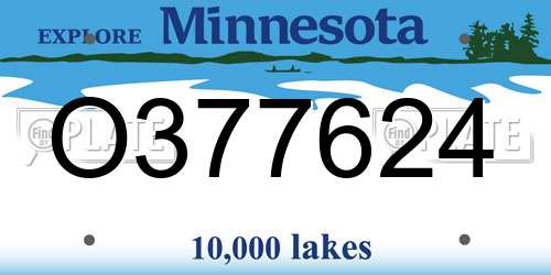 O377624 Minnesota License Plate