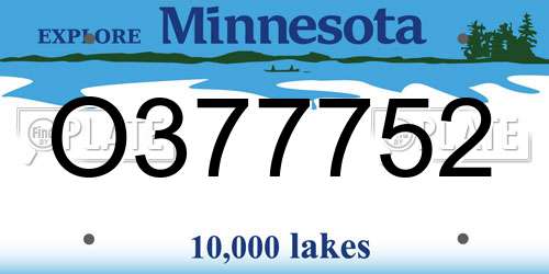 O377752 Minnesota License Plate